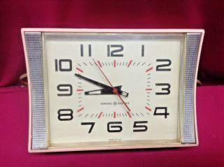 Vintage General Electric Ge Pink Electric Wall Clock Telechron