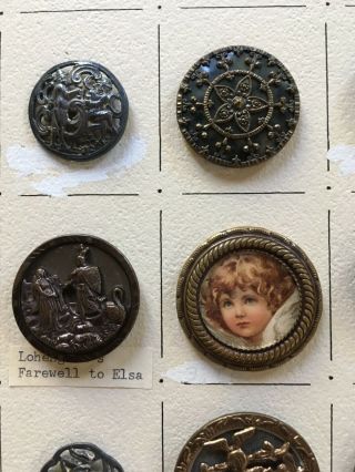 antique brass picture buttons incl.  rare mr samson mlle dalila monkey button 2