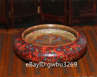 Rare Old Chinese Color Porcelain Handwork Painting Tiger Red Brush Washers