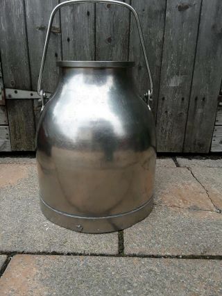 A Vintage Stainless Steel Milk Churn,  Milking Bucket,  Garden Planter,  Plant Pot.