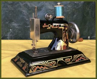 Antique Casige Model 1015 Geometric Toy Hand Crank Sewing Machine