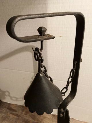 Antique Primitive Candle Holder With Chained Candle Snuffer