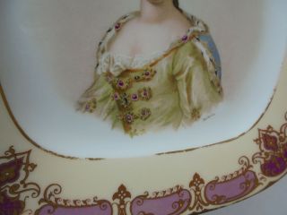 Antique French Bronze Mounted Hand Painted Portrait Plate Duchesse de Bourgogne 8