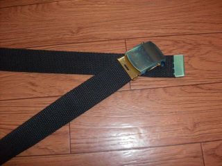 U.  S MILITARY STYLE BLACK WEB BELT WITH SOLID BRASS BUCKLE U.  S.  A MADE 3