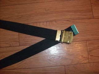 U.  S MILITARY STYLE BLACK WEB BELT WITH SOLID BRASS BUCKLE U.  S.  A MADE 4