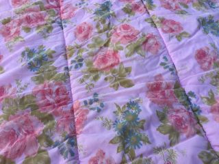 Vintage Chintz Single Double Bed Quilt Throw Blanket Floral Pinks