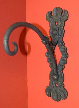 Shepard Hook Wall Hanger,  Wrought Iron,  Elegant Detailing By Blacksmiths,  Usa