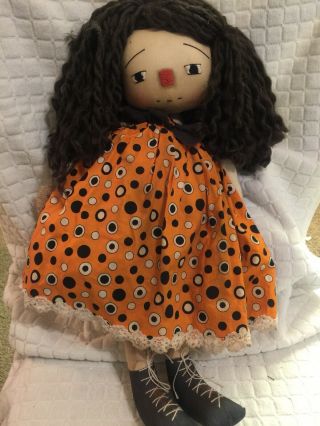 Primitive Handmade Raggedy Ann Doll Folk Art Halloween Autumn 20”