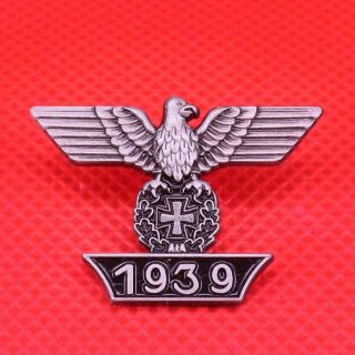 German 1939 Eagle Enamel Pin Cross Brooch Vintage Silver Black Metal Badge