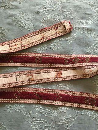 Vintage Hand - Woven And Hand - Embroidered Sash