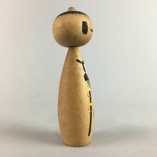 Japanese Kokeshi Doll Vtg Wood Carving Figurine Bobblehead Ukiyoe Samurai KF96 3