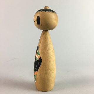 Japanese Kokeshi Doll Vtg Wood Carving Figurine Bobblehead Ukiyoe Samurai KF96 5