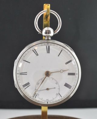 1847 F.  B.  Adams London Fusee Sterling Case Bullseye Crystal Pocket Watch Running