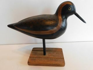 Vintage Hand Carved Wooden Shore Bird Decoy Glass Eyes Hunting