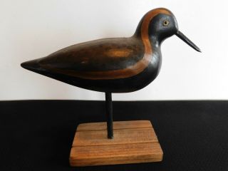 Vintage Hand Carved Wooden Shore Bird Decoy Glass Eyes Hunting 5