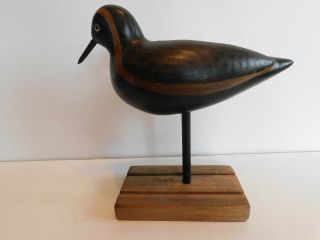 Vintage Hand Carved Wooden Shore Bird Decoy Glass Eyes Hunting 7