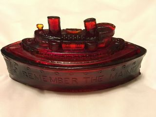 Ruby - Amberina Remember The Maine Battleship Ship Candy Dish
