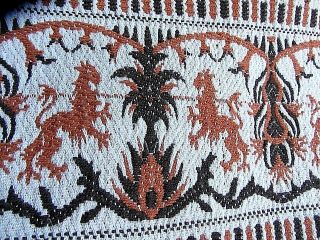 Old 13 Pc Slavic Polish Lion Heraldry Crest Woven Jacquard Tablecloth Napkin Set