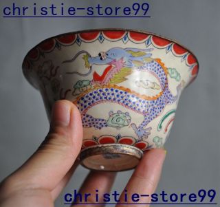 Chinese palace bronze Cloisonne dragon beast statue Wine glasses Cup Small bowl 2