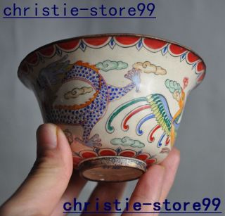 Chinese palace bronze Cloisonne dragon beast statue Wine glasses Cup Small bowl 3