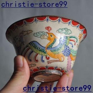 Chinese palace bronze Cloisonne dragon beast statue Wine glasses Cup Small bowl 4