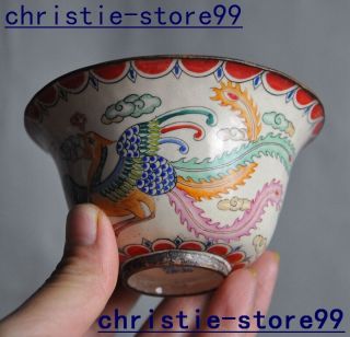 Chinese palace bronze Cloisonne dragon beast statue Wine glasses Cup Small bowl 5