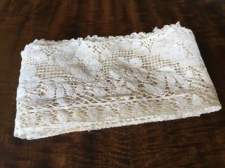 Antique Handmade Floral Cream Lace - 133 by 4 inches - 90 yrs old 4