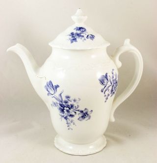 Large Coffee Pot & Lid Vintage Coalport Bone China England Divinity Blue Floral