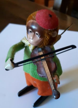 Schuco Vintage Wind up Mechanical Monkey playing Violin - Made in Germany 2