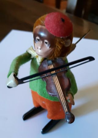 Schuco Vintage Wind up Mechanical Monkey playing Violin - Made in Germany 3