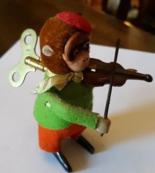 Schuco Vintage Wind up Mechanical Monkey playing Violin - Made in Germany 4