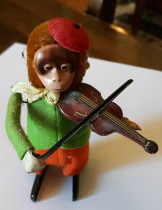 Schuco Vintage Wind up Mechanical Monkey playing Violin - Made in Germany 6