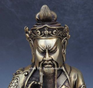 China old Pure Copper Dragon Guan Gong Guan Yu warrior Mammon Buddha statue e02 3