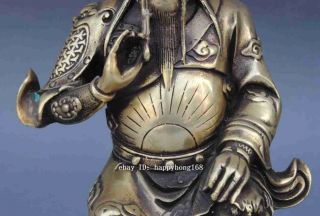 China old Pure Copper Dragon Guan Gong Guan Yu warrior Mammon Buddha statue e02 4