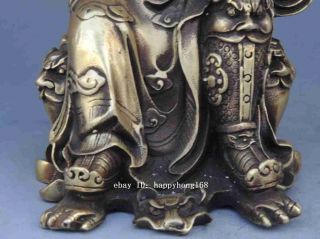 China old Pure Copper Dragon Guan Gong Guan Yu warrior Mammon Buddha statue e02 5