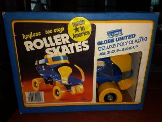 Rare Vintage Globe United Roller Skates Deluxe Poly Clad No.  90 Nos Keyless Toe