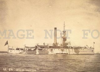 Uss Wilmington Battleship Military In Uruguay Port Real Photo Rppc Postcard 1902