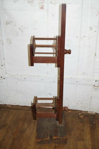 Antique Dark Wood Hand Yarn Winder Floor