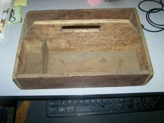 Wooden Primitive Tool Caddy Tray Farmhouse Tote Handled Utensil Garden Box