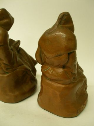 ANTIQUE PAIR BRONZE ART CLAD MISSION STYLE BOOKENDS MONK FIGURINES ARTS & CRAFTS 4