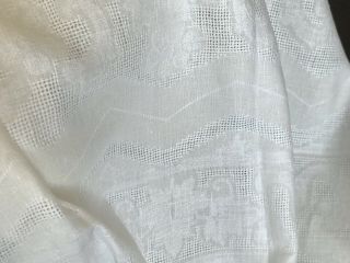 Stunning Vintage Irish Linen Damask Drawn Work Banquet Tablecloth 62x101 3