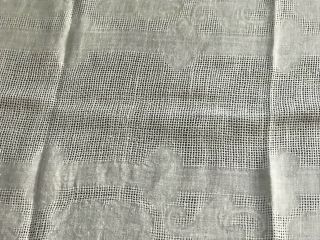 Stunning Vintage Irish Linen Damask Drawn Work Banquet Tablecloth 62x101 6