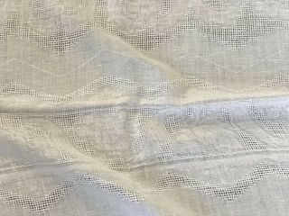 Stunning Vintage Irish Linen Damask Drawn Work Banquet Tablecloth 62x101 8
