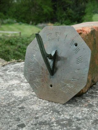 19thc Architectural Small Bronze Octagonal Sundial 