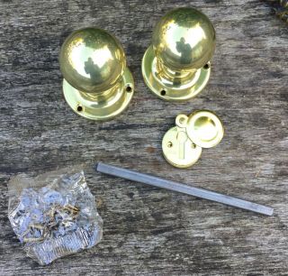 Vintage Brass Legge Door Knobs And Key Escutcheon