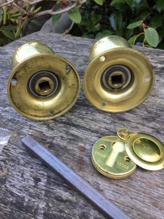 Vintage Brass Legge Door Knobs And Key Escutcheon 4