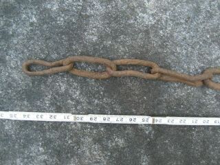 Old Cast Iron Chain & Hook,  Hand Forged Primitive