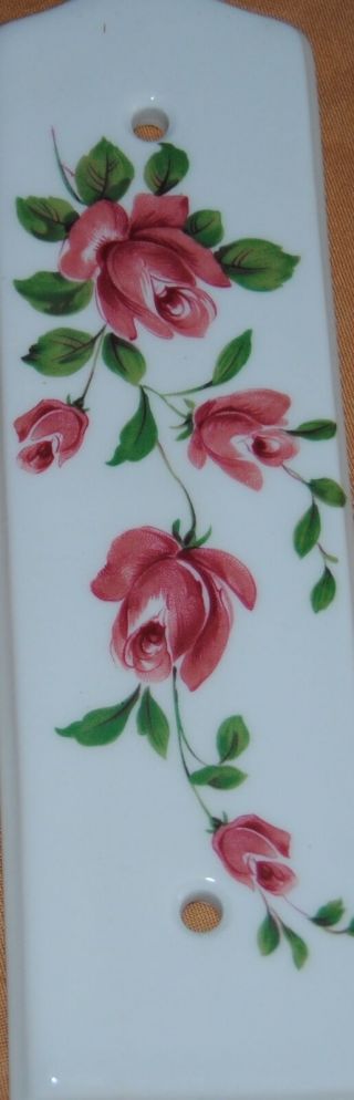 Two porcelain J M Limoges door push plate Finger Plate Door Hardware Pink Roses 2
