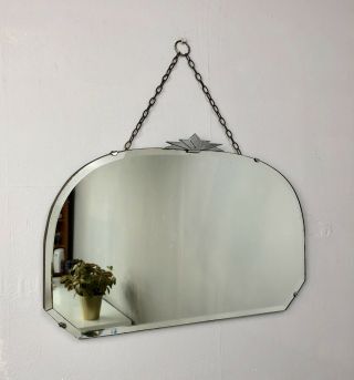 Vintage Art Deco Frameless Mirror,  Wall Hanging M21