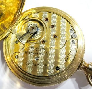 Wavy Tutone Ribbon - 18s Rockford 17j Gr 838 Gf Hunters Pocket Watch (g5)